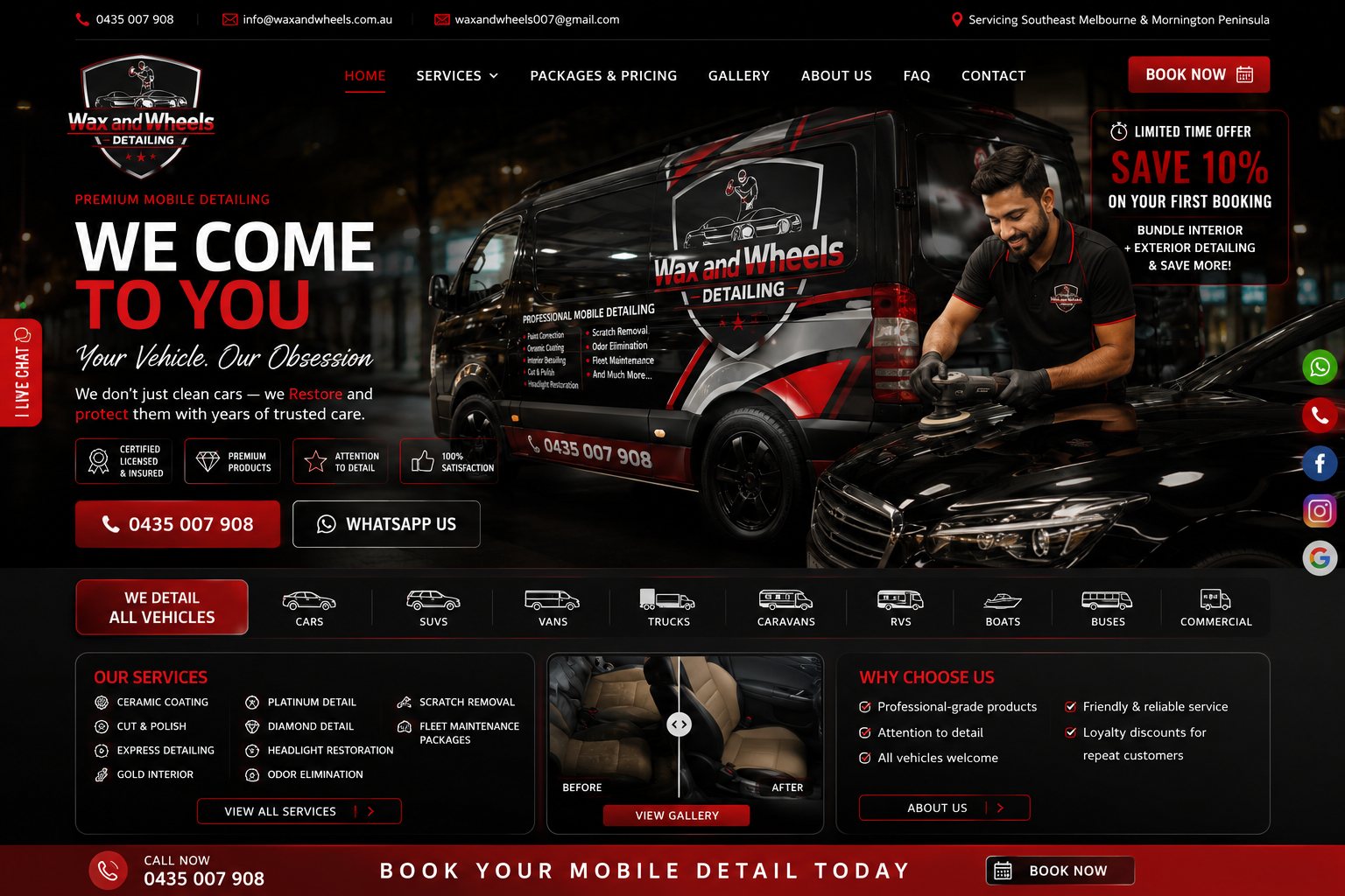 Wax and Wheels premium technician and mobile detailing van visual